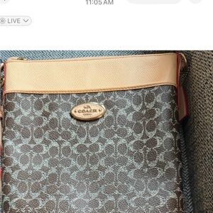 Coach Brown and Tan Floral Crossbody Bag- used once for Disney trip!